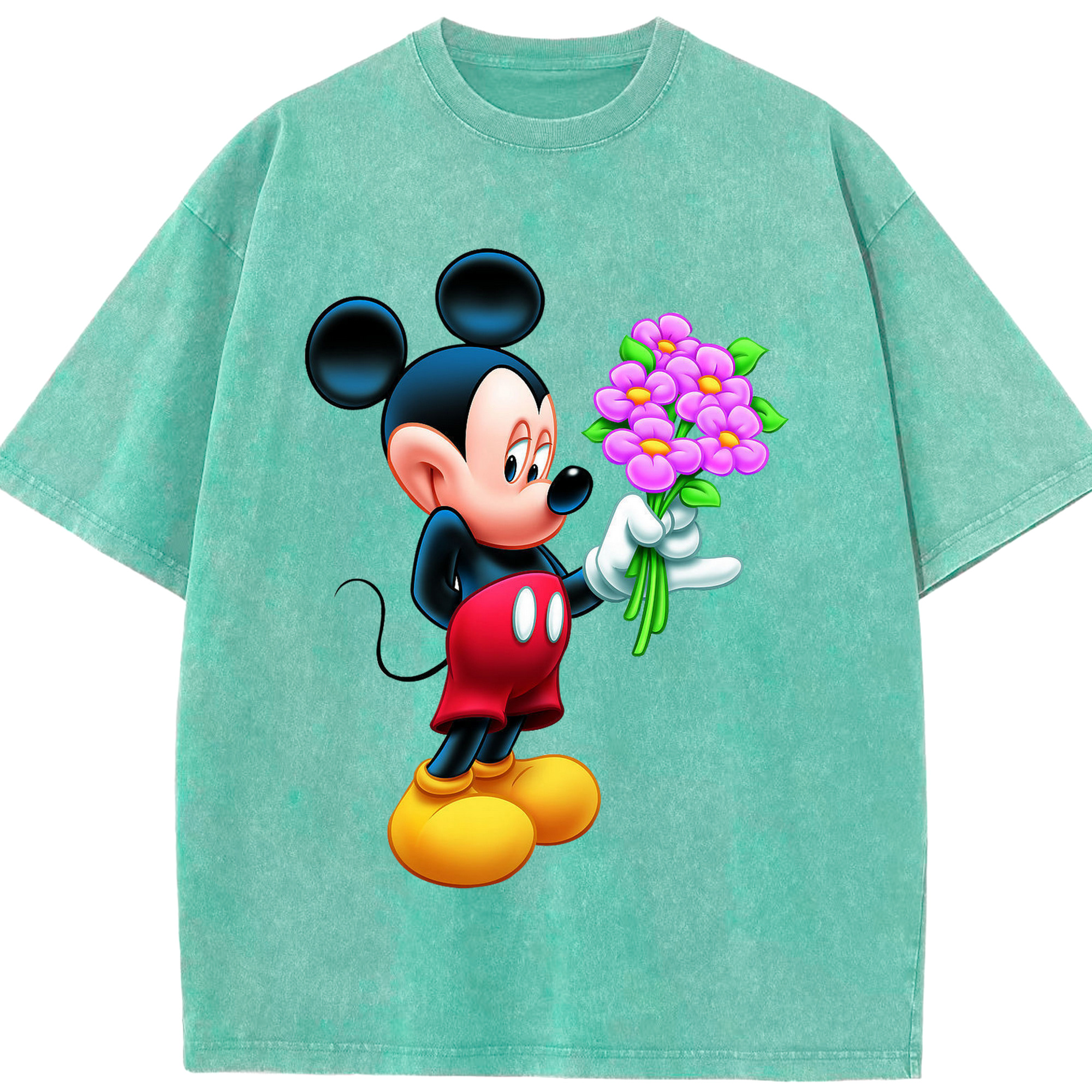 （画像用） ミッキーマウス Mickey Mouse 綿100% ヴィンテージ風 半袖Tシャツ（フロントプリント）